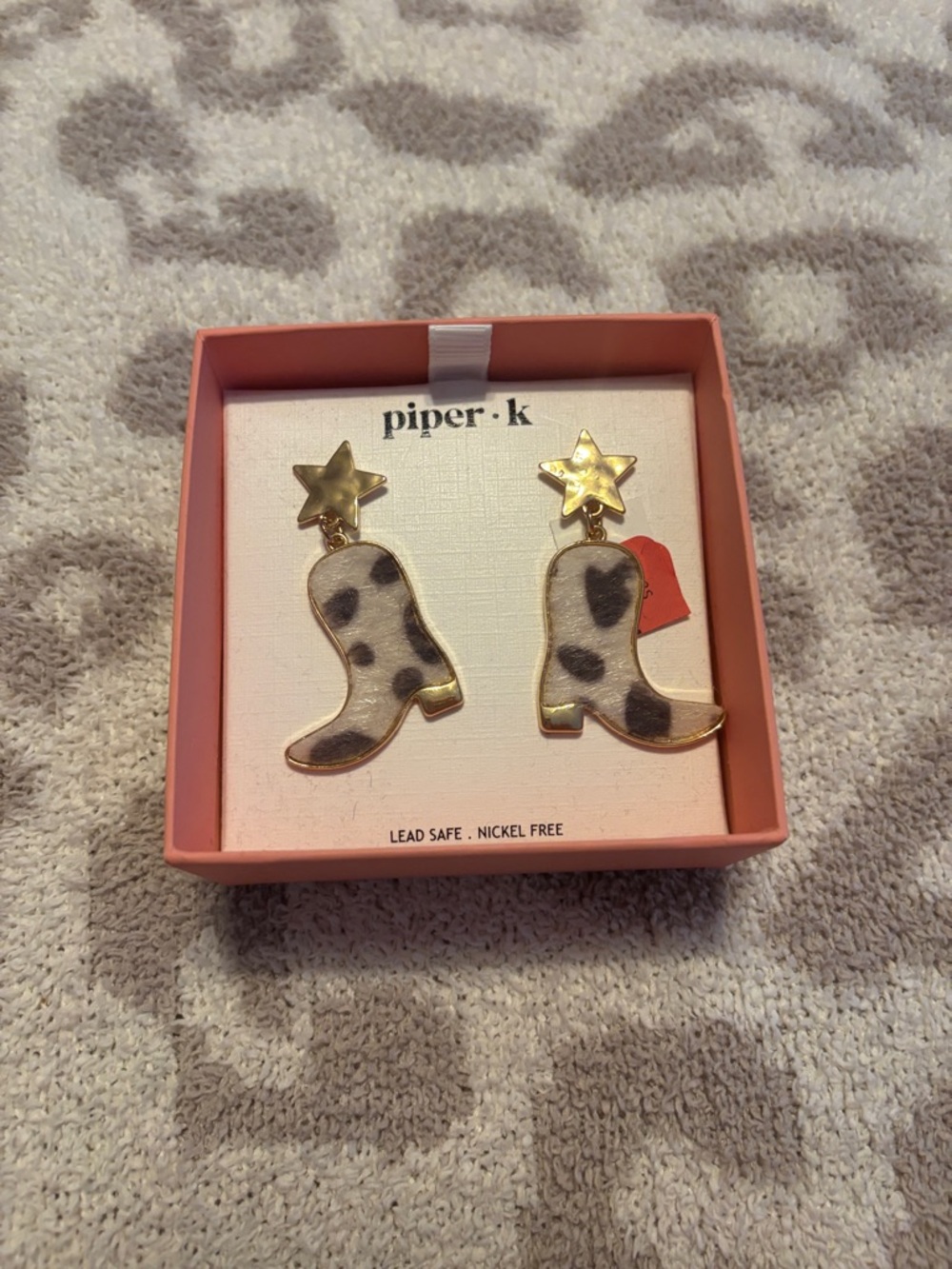 Piper K cowboy boot star earrings